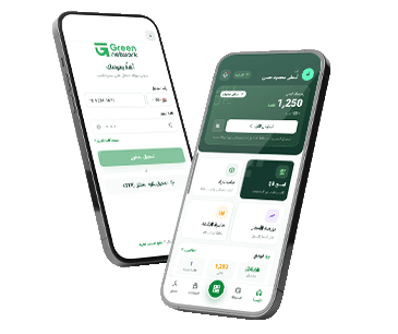 Green Network app displayed on two phones